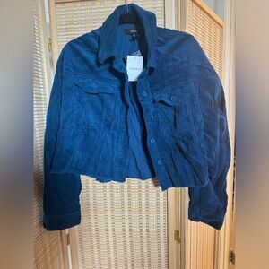 Forever 21 cropped corduroy blue Shacket. Brand new jacket with tags size large